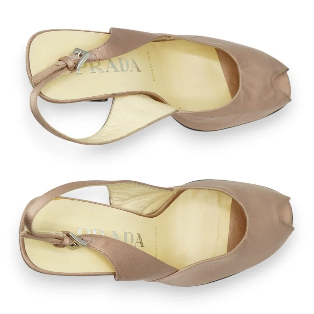 Prada‎ Platform Shoes Womens Peep Toe Heels Made in Italy Size EUR 35 / US 5
